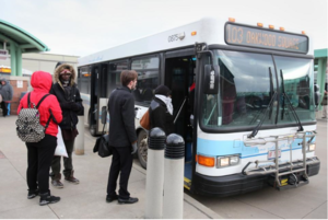 Riders boarding a SARTA bus.