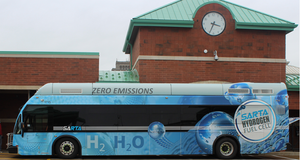 SARTA Fuel Cell bus in Front of Cornerstone Transit Center
