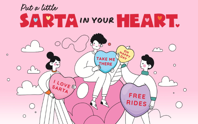 Put a Little SARTA in Your Heart Graphic-A Valentine's Day-themed digital illustration featuring a pink and red color scheme. The text at the top reads, 